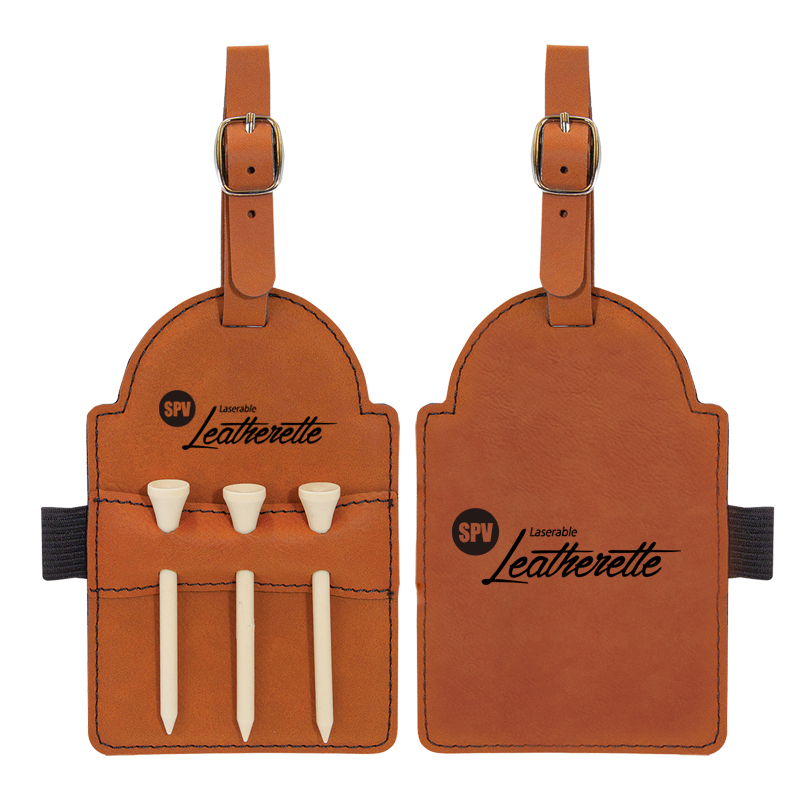 Étiquette de sac de golf en similicuir laser avec tees Étiquette de sac de golf en similicuir laser avec tees