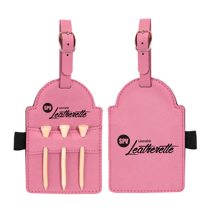 Étiquette de sac de golf en similicuir laser avec tees Étiquette de sac de golf en similicuir laser avec tees