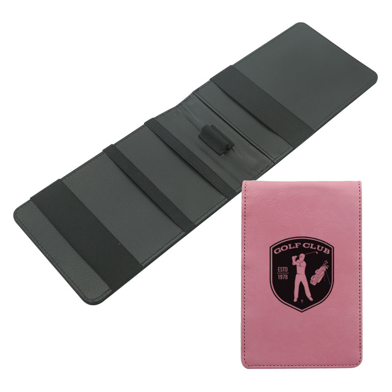 Porte-carte de pointage de golf en similicuir laserable
