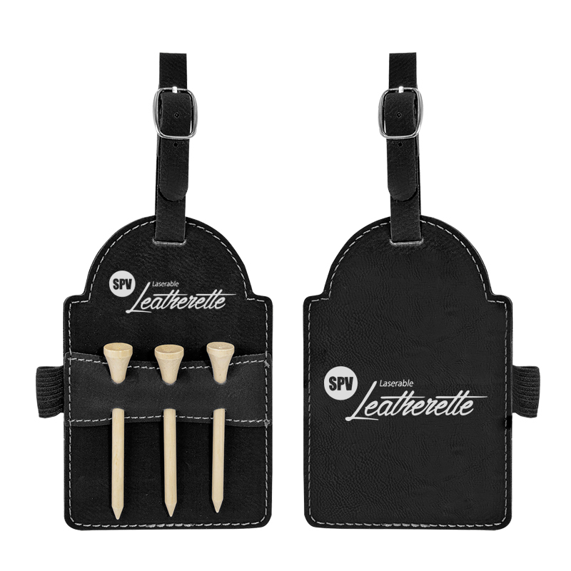 Étiquette de sac de golf en similicuir laser avec tees Étiquette de sac de golf en similicuir laser avec tees