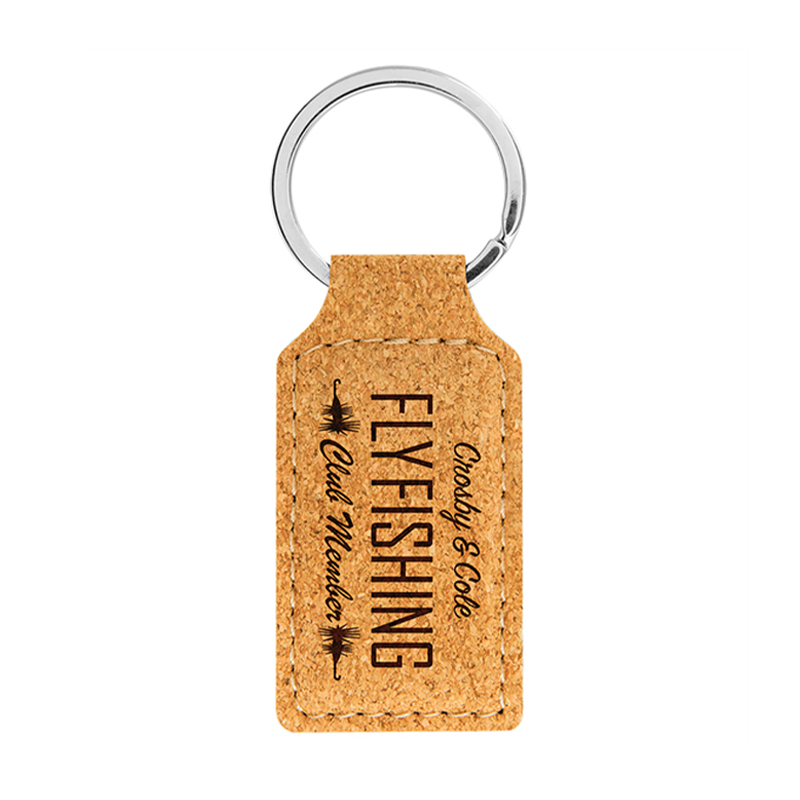 Porte-clés rectangulaire en similicuir laserable
