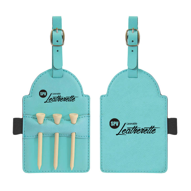 Étiquette de sac de golf en similicuir laser avec tees Étiquette de sac de golf en similicuir laser avec tees