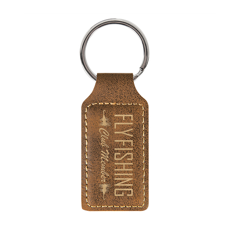 Porte-clés rectangulaire en similicuir laserable