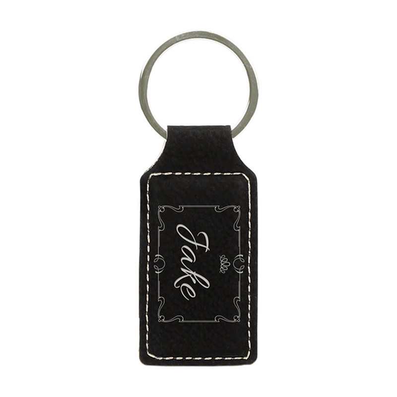 Porte-clés rectangulaire en similicuir laserable