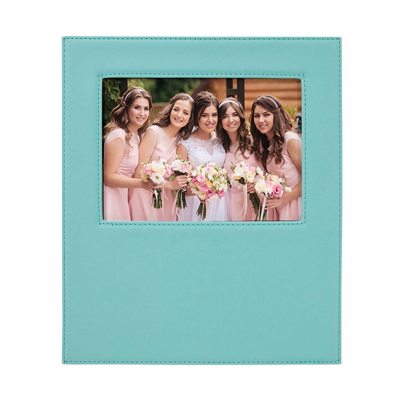 Cadre photo en similicuir de 5' x 7' avec zone de gravure de 4 1/4' x 8 7/8'