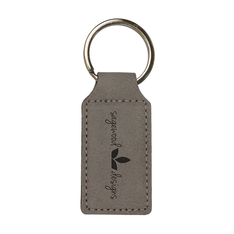 Porte-clés rectangulaire en similicuir laserable