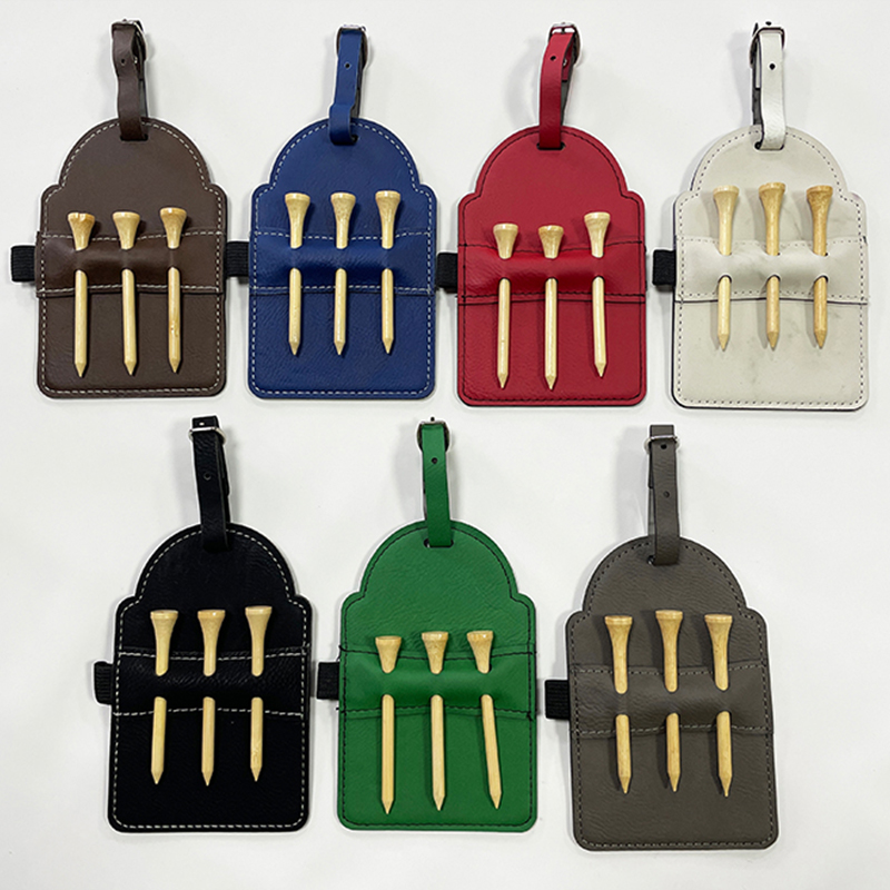 Étiquette de sac de golf en similicuir laser avec tees Étiquette de sac de golf en similicuir laser avec tees