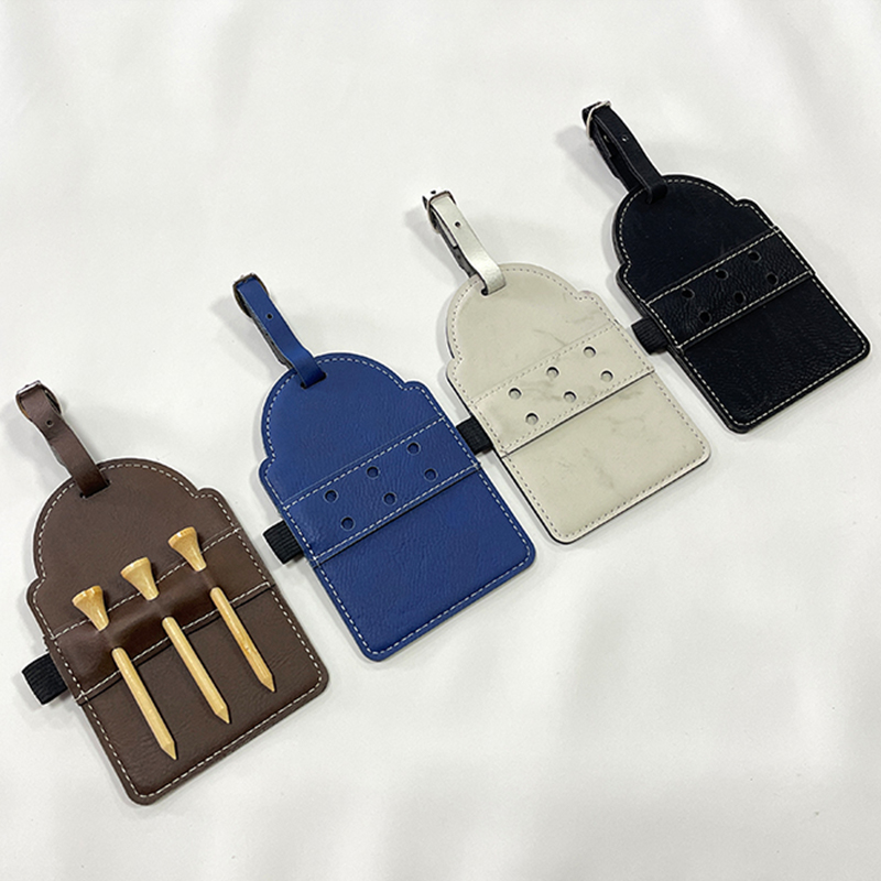 Étiquette de sac de golf en similicuir laser avec tees Étiquette de sac de golf en similicuir laser avec tees