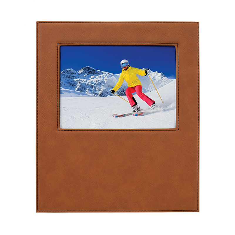 Cadre photo en similicuir de 4' x 6' avec zone de gravure de 4 1/4' x 7 7/8'