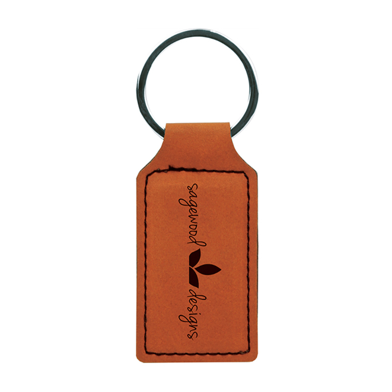 Porte-clés rectangulaire en similicuir laserable