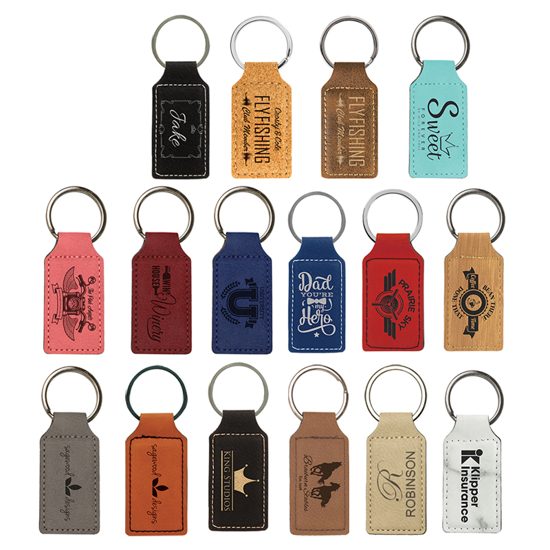 Porte-clés rectangulaire en similicuir laserable