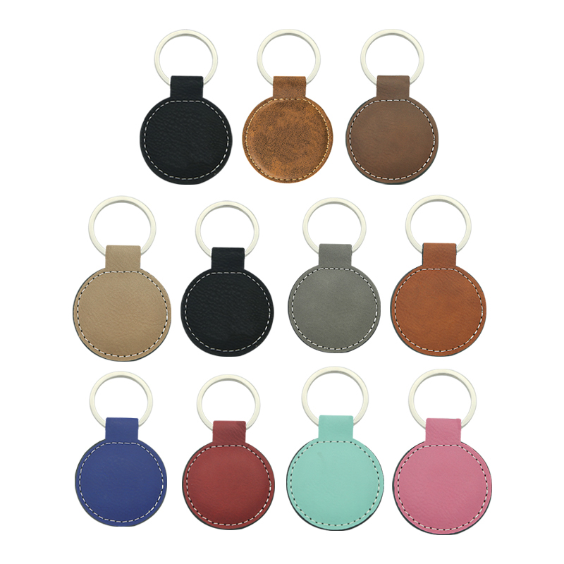 Porte-clés rond en similicuir laserable Porte-clés rond en similicuir laserable