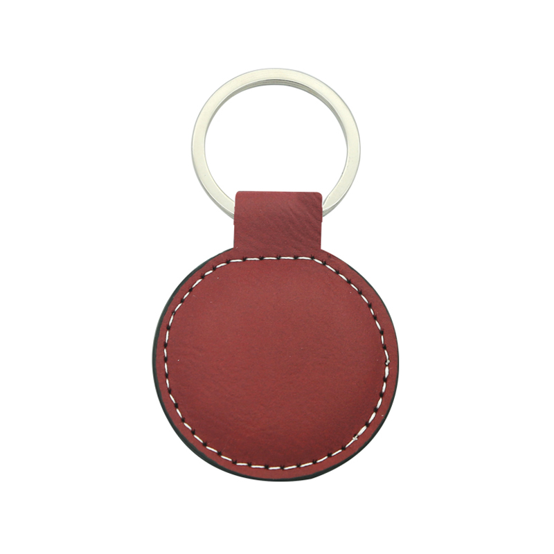 Porte-clés rond en similicuir laserable