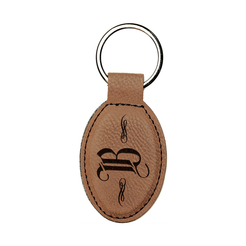 Porte-clés ovale en similicuir laserable