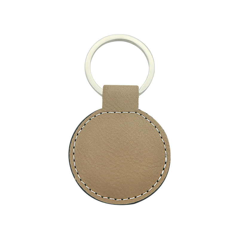 Porte-clés rond en similicuir laserable