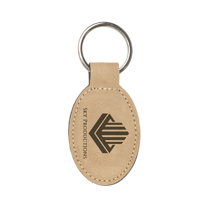 Porte-clés ovale en similicuir laserable