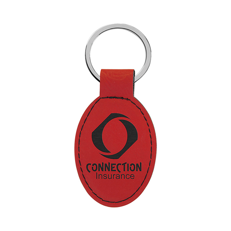 Porte-clés ovale en similicuir laserable