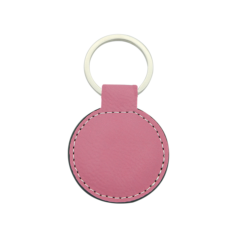 Porte-clés rond en similicuir laserable