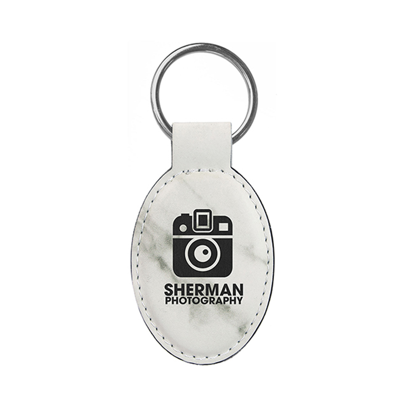 Porte-clés ovale en similicuir laserable