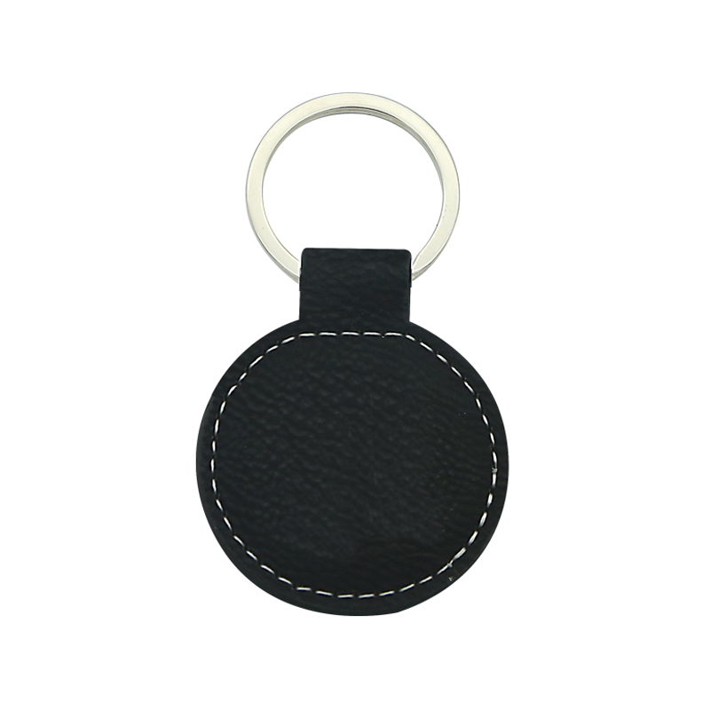Porte-clés rond en similicuir laserable