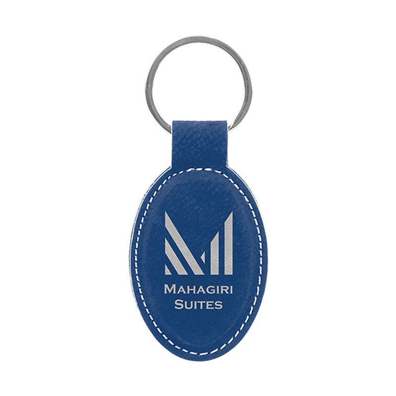 Porte-clés ovale en similicuir laserable