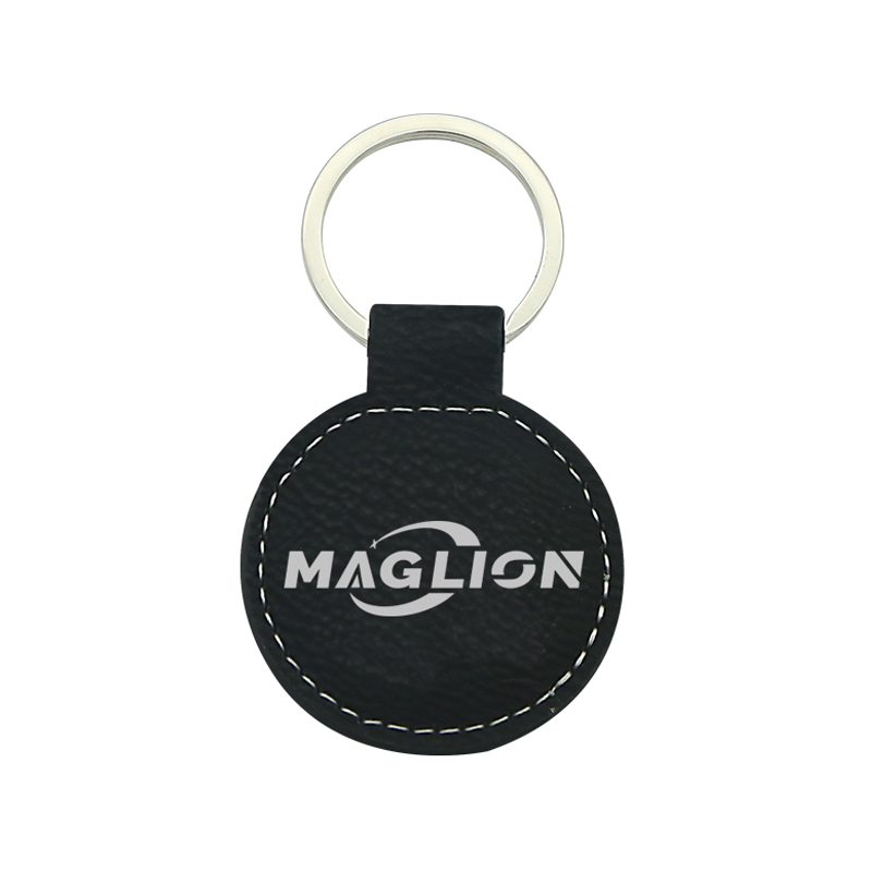 Porte-clés rond en similicuir laserable
