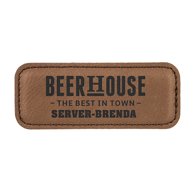 Petits badges rectangulaires en similicuir