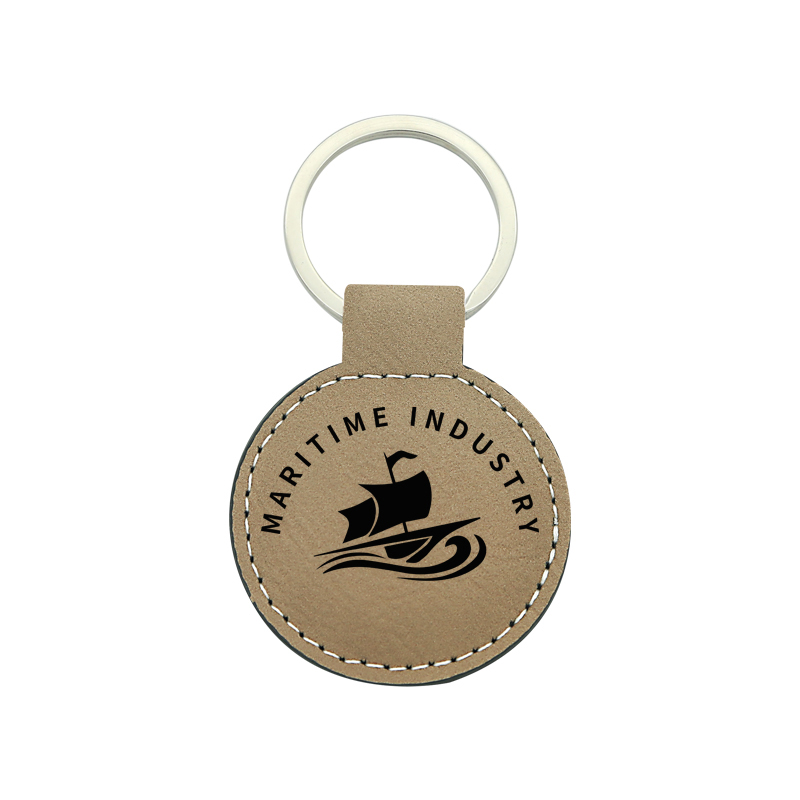 Porte-clés rond en similicuir laserable