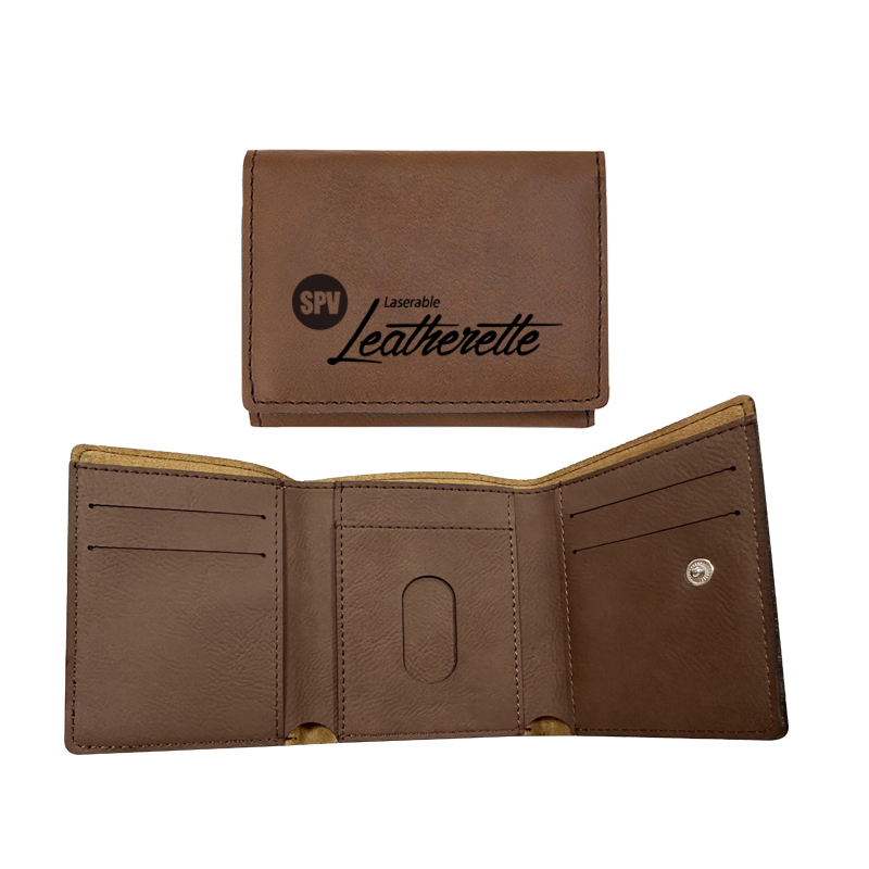 Portefeuille à trois volets en similicuir laserable