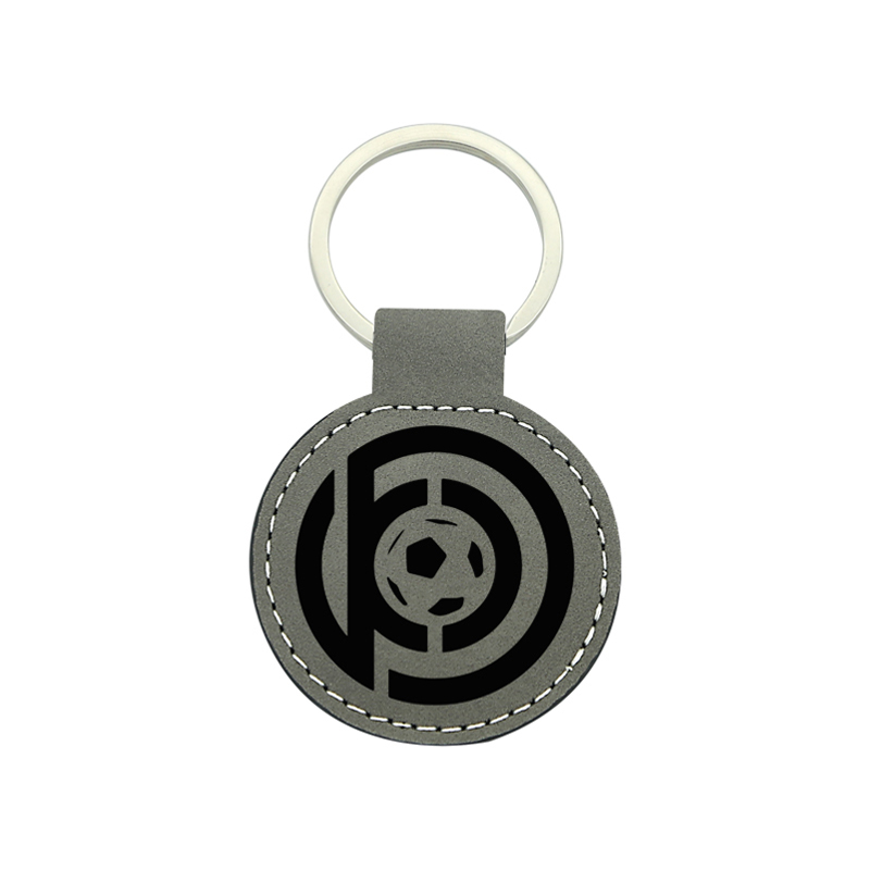 Porte-clés rond en similicuir laserable