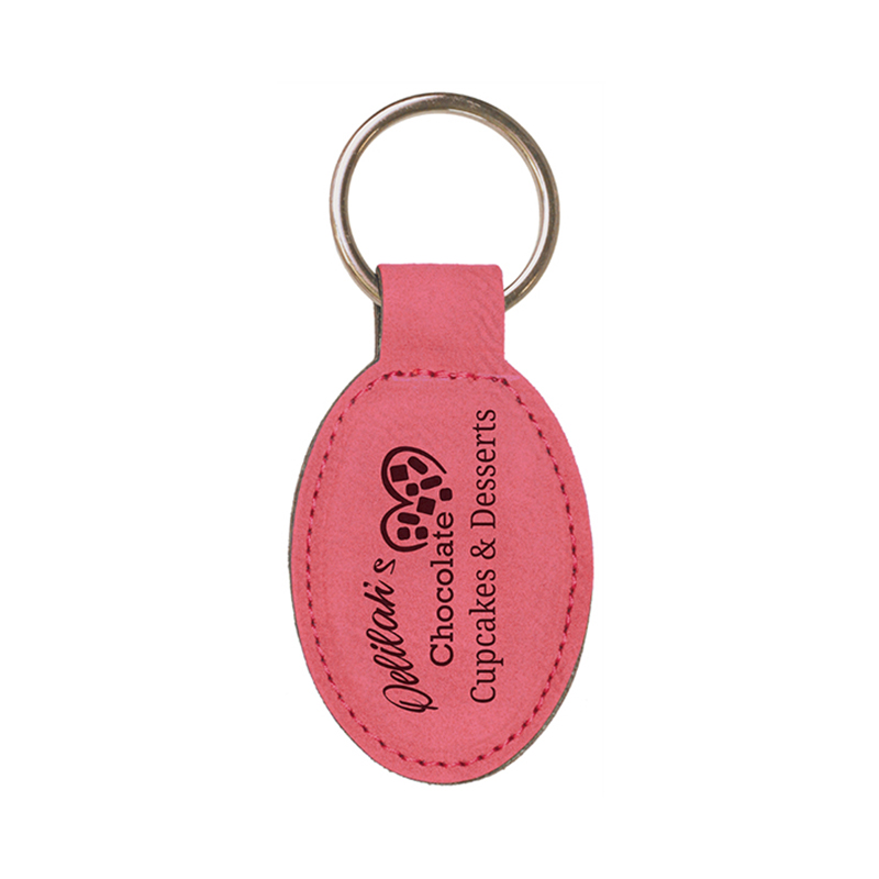 Porte-clés ovale en similicuir laserable