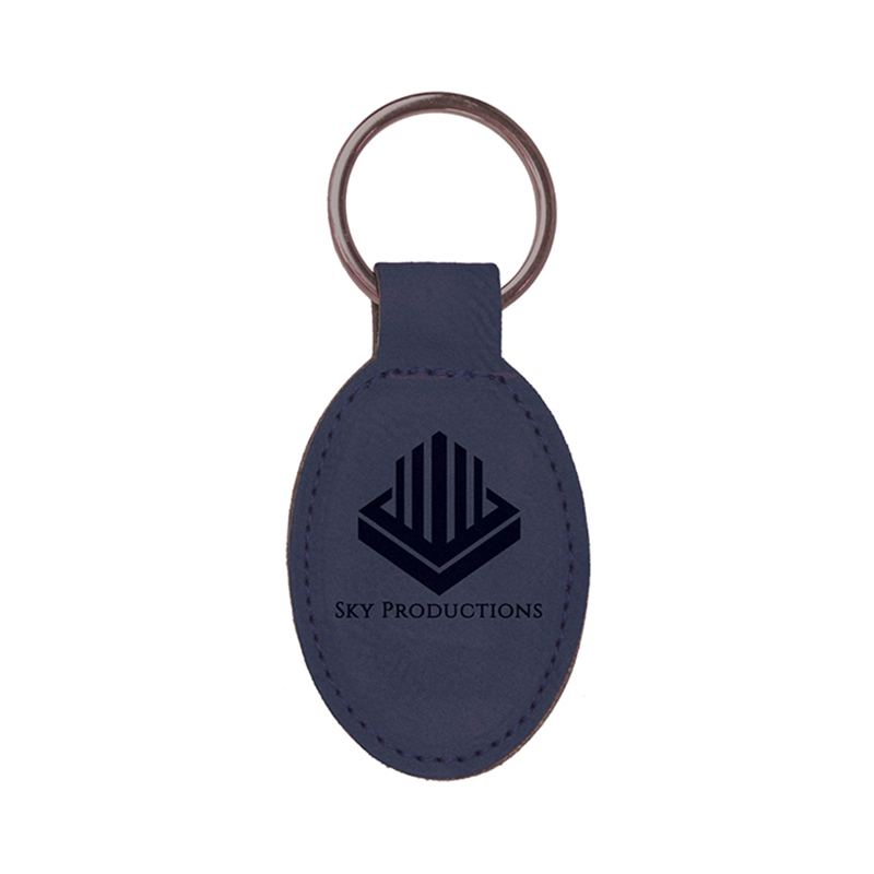 Porte-clés ovale en similicuir laserable