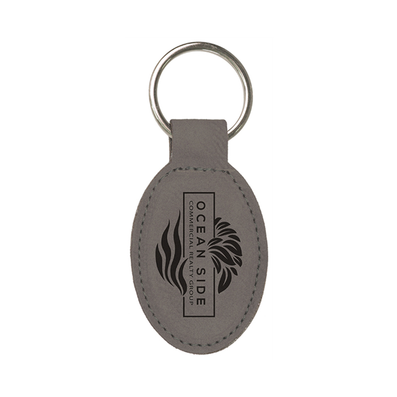 Porte-clés ovale en similicuir laserable