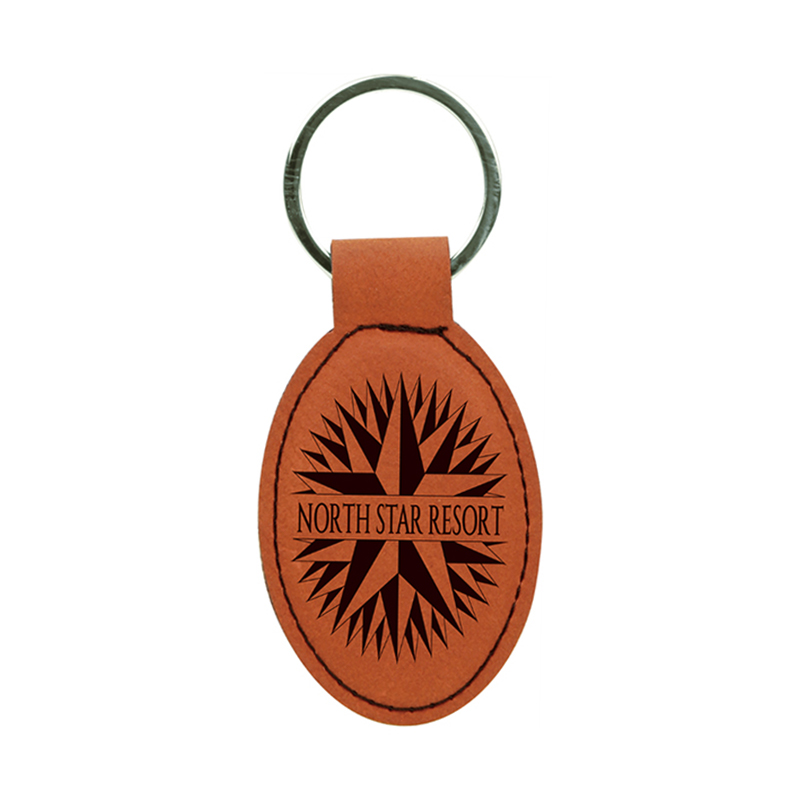 Porte-clés ovale en similicuir laserable
