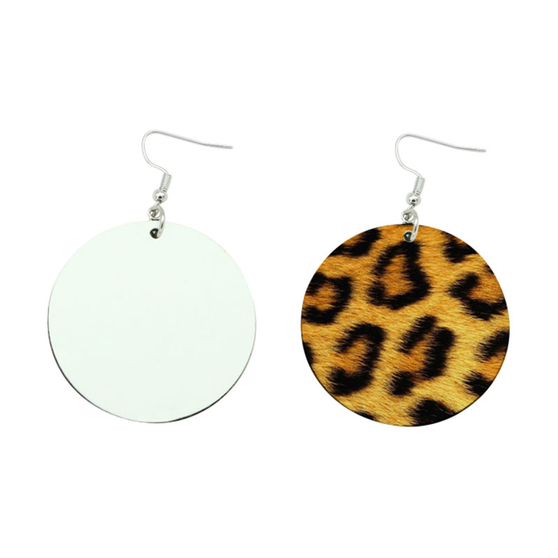 Boucle d'oreille en cuir PU par sublimation, forme ronde (paire)