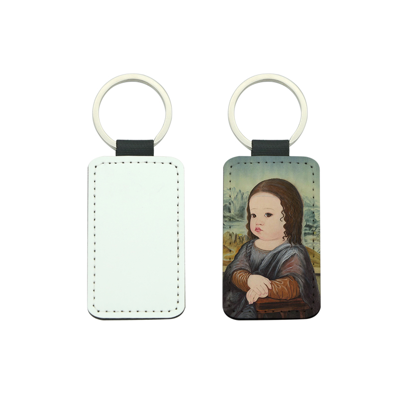 Porte-clés rectangulaire en cuir PU par sublimation - Impression simple face