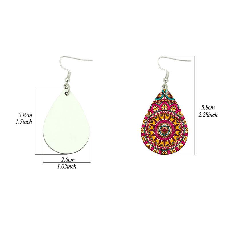 Boucle d'oreille en cuir PU à sublimation en forme de goutte (paire) Boucle d'oreille en cuir PU à sublimation en forme de goutte (paire)