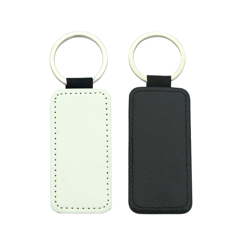 Porte-clés rectangulaire en cuir PU par sublimation - Impression simple face