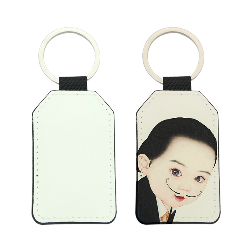 Porte-clés rectangulaire en cuir PU par sublimation - Impression double face