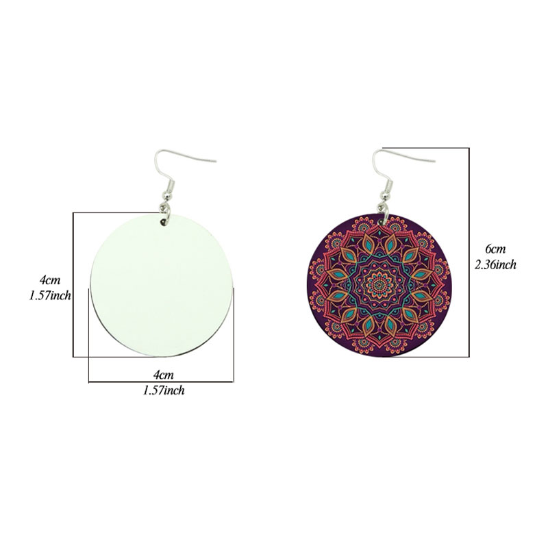 Boucle d'oreille en cuir PU par sublimation, forme ronde (paire)