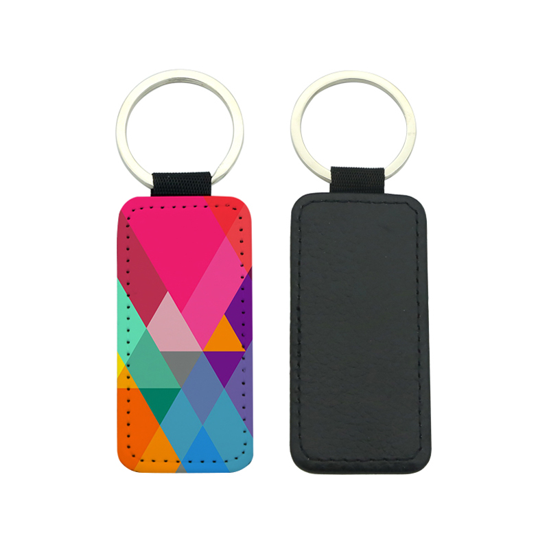Porte-clés rectangulaire en cuir PU par sublimation - Impression simple face
