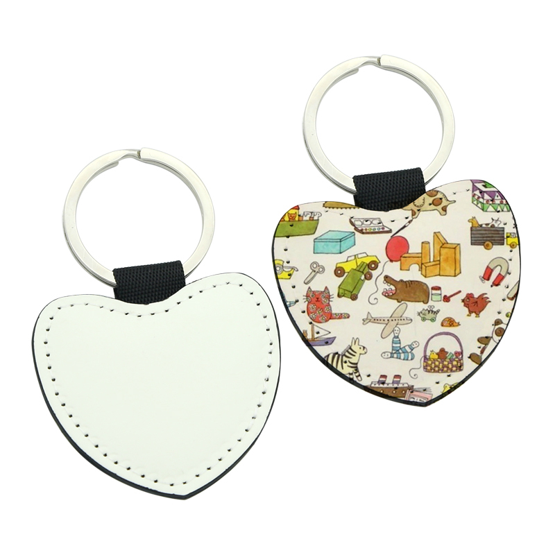 Porte-clés coeur en cuir PU par sublimation - Impression double face