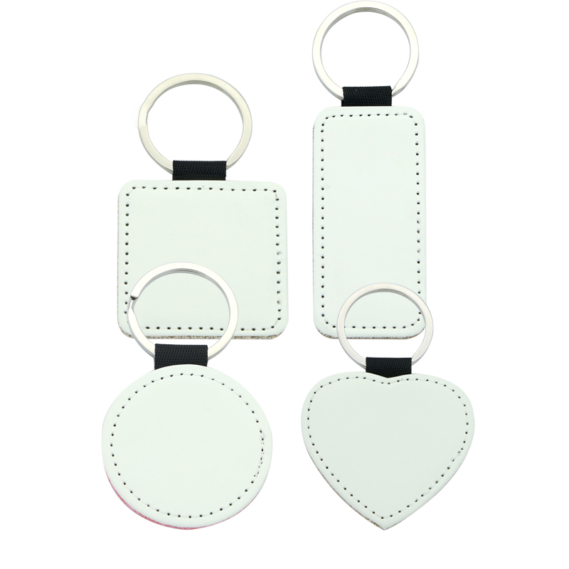 Porte-clés rectangulaire en similicuir scintillant par sublimation - Impression simple face