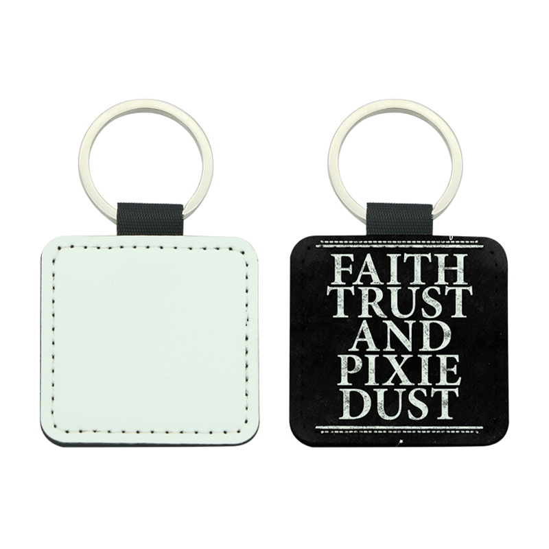 Porte-clés carré en cuir PU par sublimation - Impression double face