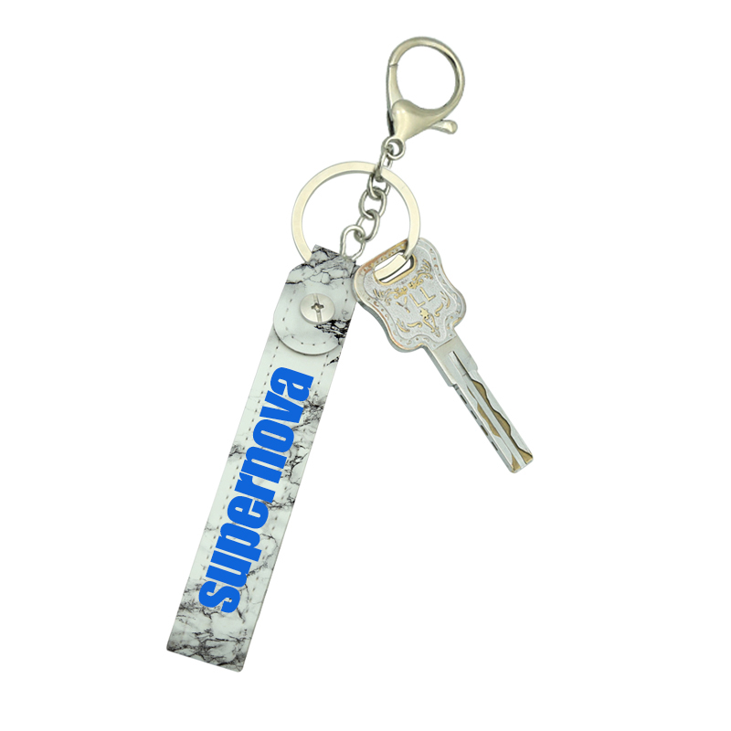 Porte-clés de lanière en similicuir par sublimation