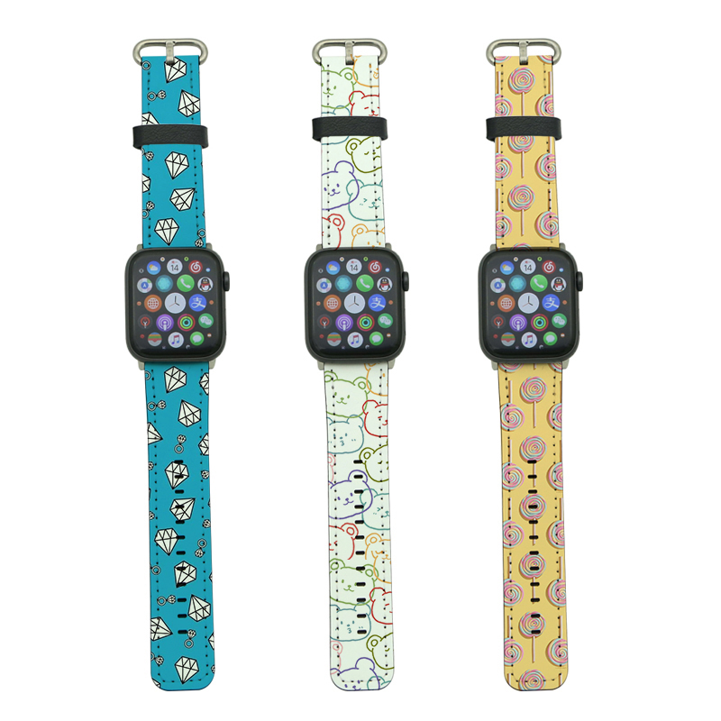 Bracelets Apple Watch en cuir PU à sublimation pour séries 1/2/3-42 mm