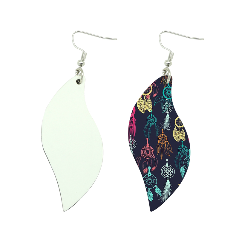 Boucle d'oreille en cuir PU à sublimation en forme de feuille (paire)