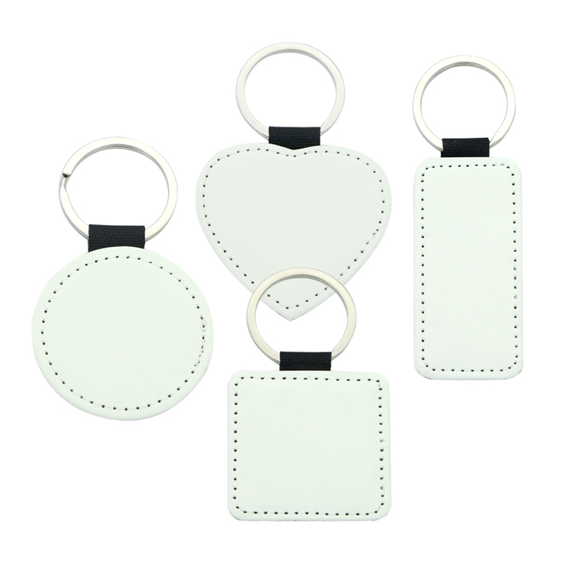 Porte-clés rectangulaire en cuir PU par sublimation - Impression simple face