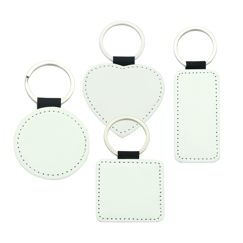 Porte-clés rond en cuir PU par sublimation - Impression simple face