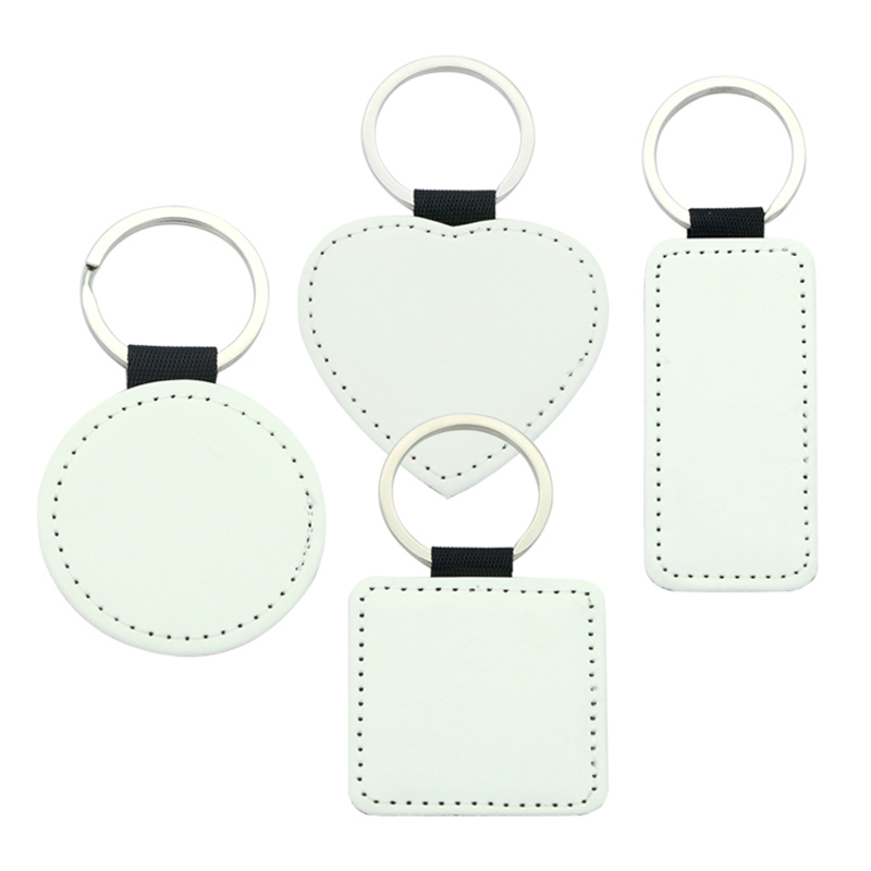 Porte-clés carré en cuir PU par sublimation - Impression simple face